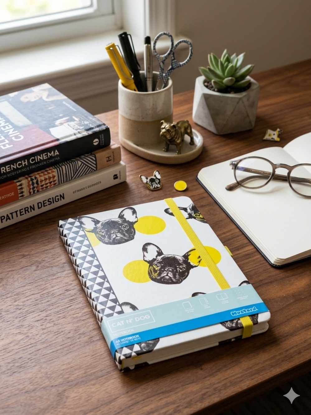 Frenchie Lined Journal with Elastic Closure. NIP